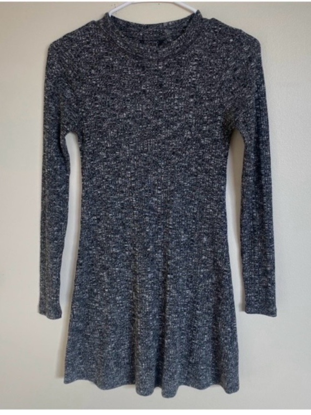 Topshop Heather Charcoal Long-Sleeve Knit mini Dress